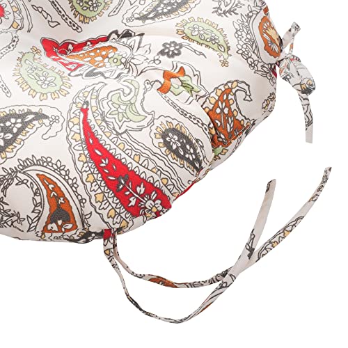 Magpie Fabrics Outdoor Round Bistro Seat Cushions with Ties, 15"x15"x4" Set of 2, Tufted Waterproof Barstool Chair Pads for Patio Home Garden Office, Paisley Beige Red - color: Paisley Red Beige