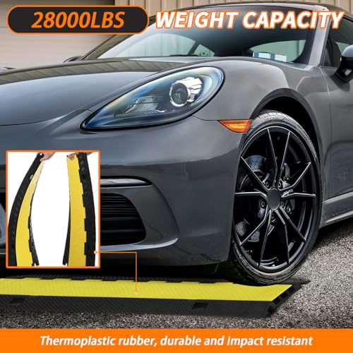 GarveeTech Cable Ramp 1 Pack 3 Channel Rubber Cable Protector Ramps, Cable Wire Cord Cover Ramp, 28000 lbs Capacity Heavy Duty Speed Bump Driveway Outdoor Hose Cable Ramp Protective Cover - size: 41''*12''*2''-3 Medium Channel