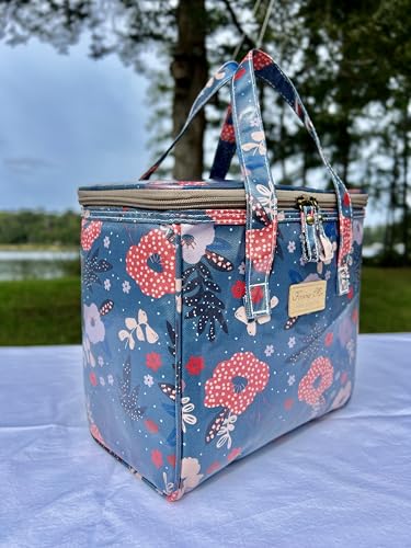 Kwang Min Floral Insulated Lunch Bag for Women,Reusable Lunch Box,Large Cooler for Office,Picnic Outdoors,Premium Quality Waterproof Fabric,Ideal Gift for Outdoors and work (Foliage) - color: Foliage