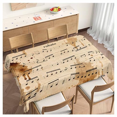 Tablecloth Music Notes 52 X 70 Inch, Retro Musical Piano Music Sheet Oblong Table Cloths Anti-Shrink Decorative Table Cover for Kitchen Dinning Tabletop Outdoor Picnic BBQ - color: Music Notes