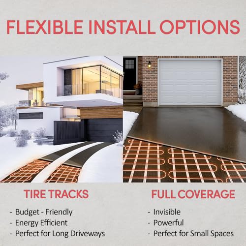 WarmlyYours 2x50 ft. Electric Ice and Snow Melting Mat 240V 5009 Watts - Embedded Under Asphalt, Concrete, or Pavers - Radiant Heated Driveway, Walkways, Sidewalks, Patios, Porch, Ramps PowerMat - size: 100 sq. ft. (2' x 50')