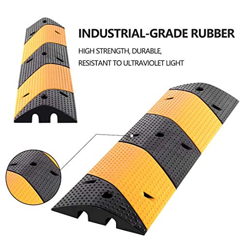 2 Pack Rubber Cable Ramp Hose Cable Protector Ramp 2 Channel 88000Lbs Load Capacity Traffic Speed Bump Wires Power Lines Extension Cord Cover for Indoor Outdoor