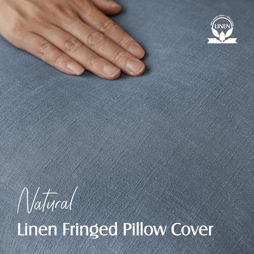Foindtower Decorative Linen Fringe Throw Pillow Covers Cozy Boho Farmhouse Cushion Cover with Tassels Accent Pillowcase for Chair Sofa Bed Living Room Home Decor, 16×16 Inch,1PC,Misty Blue - color: Spring Lake, size: 16" x 16" (Pack of 1)