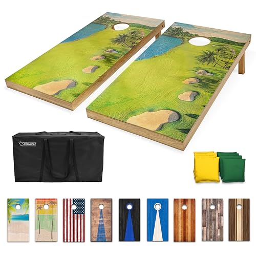 GoSports 4 x 2 ft Regulation Size Wood Cornhole Boards - 10 Vintage Wood Designs (Choose Your Style) - color: Golf Course