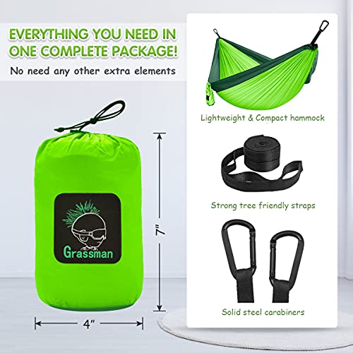 Grassman Kids Small Hammock for Camping Portable Hammock for Child Girls Boys Ultralight Backpack Mini Hammocks with Straps Green - color: Green, size: one pack