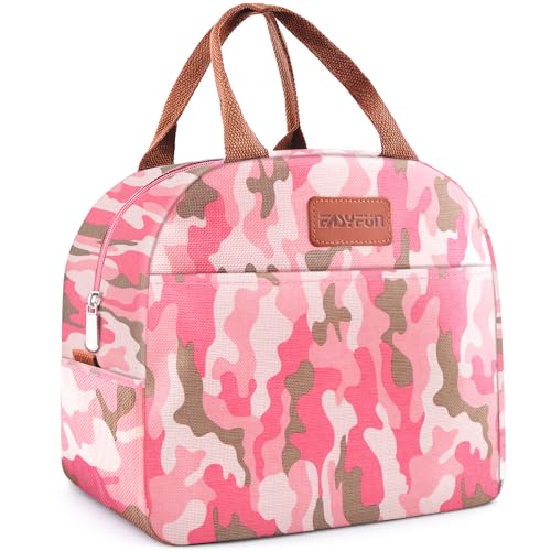 Lunch Bag for Women & Men Adult Insulated Lunch Box, Small Leakproof Cooler Food Lunch Containers Reusable High Capacity Lunch Tote Bags for Work, Travel, Outdoor (Pink Camo) - color: Pink Camo
