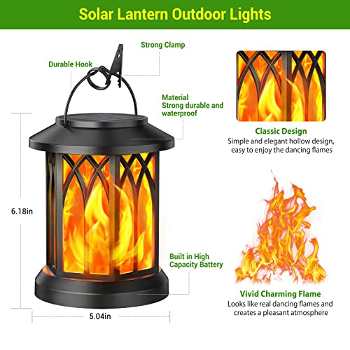 KOOPER 6 Pack Solar Lantern Outdoor Lights, Upgraded Flickering Flame Solar Lanterns Outdoor Waterproof, Auto ON/Off Lanterns Decorative Outdoor, Hanging Lantern for Yard Patio LawnTable Garden Decor - style: 6 Pack