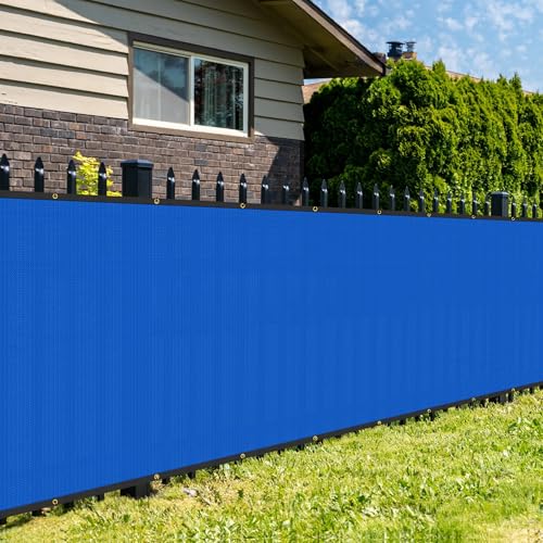 SunnyRoyal 6' x 3' Blue Privacy Fence Screen Heavy Duty Windscreen Mesh Fencing Shade Fabric with Brass Grommets for Outdoor Fence Garden Patio Swimming Pool - color: Blue, size: 6' x 3'