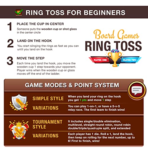 Ring Toss Games for Adults, Ring Toss, Hook and Ring Game, Ring Hook Game, Indoor Outdoor Games, Handmade Wooden Hooks Ring Toss for Bars, Home Party Large Size