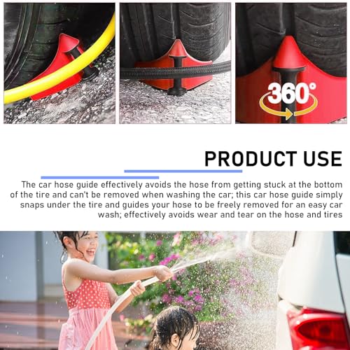 KVAEY 4 PCS Car Hose Guide, Durable Plastic Tire Hose Guide Preventing Stucking and Snagging Under Tires, Non-Slip Hose Guide for Car Wash Detail Fits SUV Pickup Truck RV ATV (Red) - color: Red