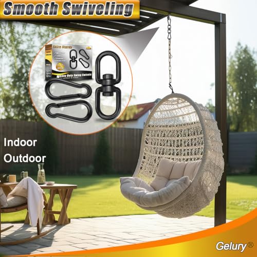 Black 304-Stainless Steel Swivel Ring - Heavy Duty Double Ended Eye Hook With Snap Hooks, Rotating Carabiner Swing Spinner Hanger for Web Tree Swing, Hammock (M8, 1Pack) - color: Black, size: M8 x 1Pack