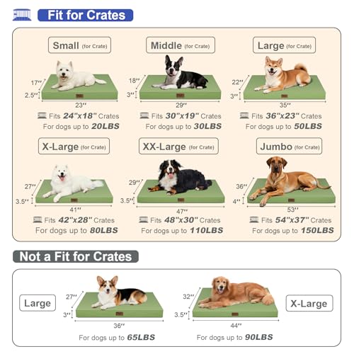Outdoor Dog Bed for Small Dogs & Cats, Waterproof Dog Crate Mat Orthopedic Egg Crate Foam with Washable Removable Oxford Cover, Light Green - color: Light Green, size: 23.0"L x 17.0"W x 2.5"Th