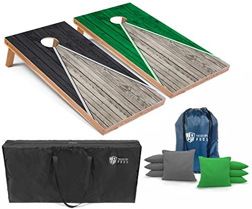 Tailgating Pros Lightweight Pyramid Design Cornhole Board Set w/LED Ring Lights - 4'x2' Regulation Cornhole Game - color: Grey/Kelly Green