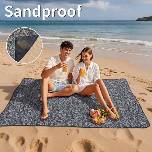 Outdoor Picnic Blanket Black Fish 60"x80" Sandproof Beach Blanket Waterproof Picnic Blankets Foldable for Caming, Beach, Outdoor Activities. - color: W-black Fish, size: 60"x80"