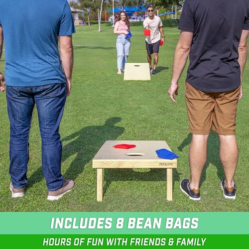 GoSports Solid Wood Premium Cornhole Sets - Choose 4 x 2 ft or 3 x 2 ft - Game Boards Include Set of 8 Cornhole Toss Bags - style: Regulation Size (4ft x 2ft)