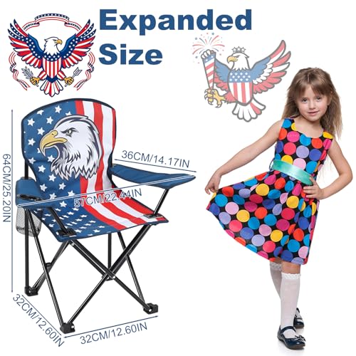KABOER Kids Outdoor Folding Lawn and Camping Chair with Cup Holder and Carrying Bag, Children's Camping Chairs - color: National Flag