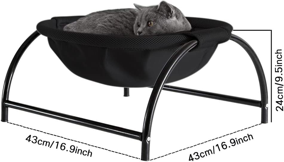 JUNSPOW Cat Bed Dedicated Replacement Net Cover Soft Durable Breathability (Black) - color: Black, size: 16.9"l X 16.9"w (Cloth Cover Replacement)