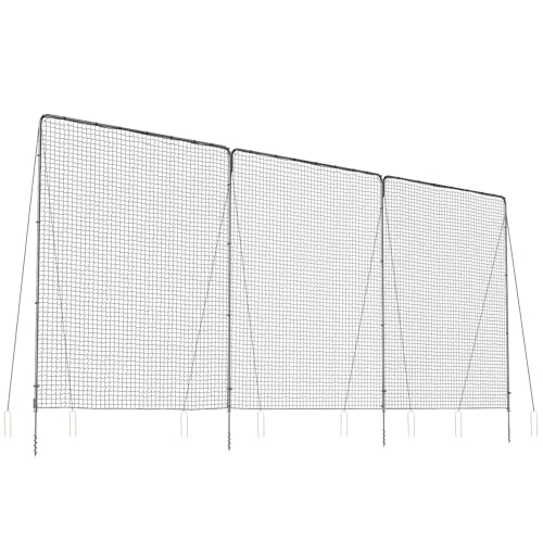 Backstop Net System for Backyard – Heavy Duty Sports Barrier Net with Steel Posts, Movable/Socketed Ball Stop Net for Soccer, Baseball, Training - size: 30FT Wide, style: Upgraded Socketed-1.75 Inch Net
