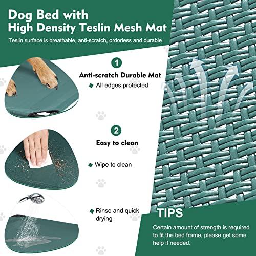 Upgraded Elevated Dog Bed with Canopy, Portable Raised Outdoor Dog Bed with Stable Anti-Slip Feet, Wider Shade Pet Bed Cot, Raised Pet Beds for Large Pets Camping, Indoor & Outdoor Use - color: Dog Canopy-Green, size: 50.0"L x 32.0"W x 42.5"Th