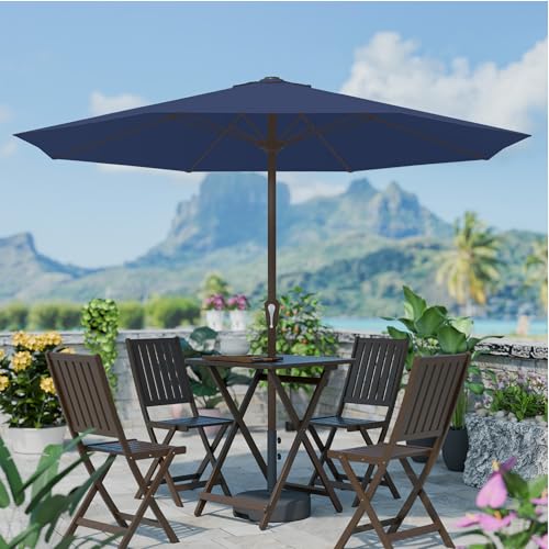 PatioKingdom 11FT Patio Umbrella,Outdoor Umbrella with Push Button Tilt and Crank,Market Table Umbrella with 8 Sturdy Fiberglass Ribs UV Protection - color: Navy, size: 11ft