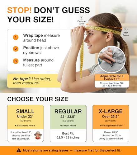 GearTOP Safari Hat for Men Sun Hats for Women UV Protection UPF 50+ Fishing, Gardening, Hiking Hat (22-23 1/2") - color: Light Grey Standard
