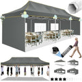 HOTEEL 10x30 Heavy Duty Pop Up Canopy Tent with 5 Sidewalls&Wheeled Bag, Commercial Event Party Tent Wedding Instant Canopy Waterproof, Upgraded Thicked Hexagonal Legs, UV 50+, Gray - color: Gray, size: 10x30FT (+5 Walls)