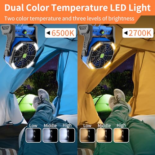 20000mAh Battery Powered Fan Rechargeable,Portable Fan for Travel Camping Fan with LED Lantern,270°Rotation Battery Operated Fan,USB Personal Fans Camping Essentials Battery Fan Cordless Fan X26 Blue - color: X26 Blue