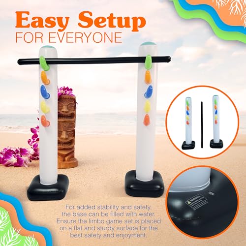 4E's Novelty Inflatable Limbo Game for Kids Adults 62" Luau Party Game, Indoor Outdoor Inflatable Lawn Yard Games, Summer Hawaiian Birthday Activity Carnival Game