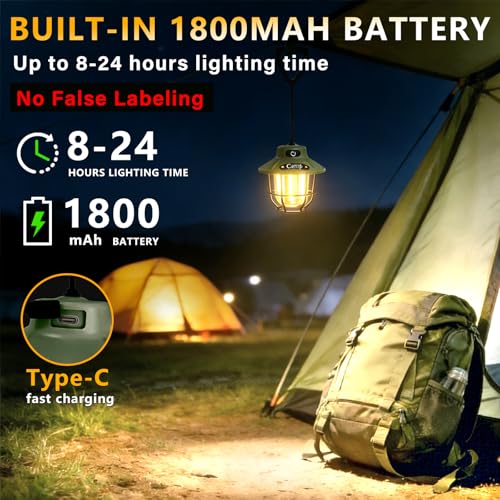 1200 Lumens Camping Lantern, Rechargeable LED Tent Light with 4 Light Modes, USB Portable Outdoor Flashlight for Camping, Hiking, Emergencies, Power Outages, SOS（Black） - style: Black