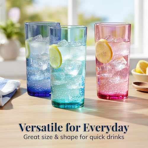 US Acrylic Classic Plastic Reusable Drinking Glasses (Set of 6) 24oz Iced Tea Cups Assorted Colors | BPA-Free Tumblers, Made in USA | Top-Rack Dishwasher Safe - color: Assorted, size: Iced-Tea Tumblers