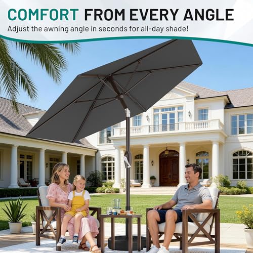 AreShark 7.5FT Patio Umbrella Table Market Umbrella with 6 Sturdy Ribs, Button Tilt/Crank, Heavy-Duty Outdoor Umbrellas for Pool, Deck, Garden and Backyard, Gray - color: Gray, size: 7.5FT