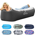AlphaBeing Inflatable Lounger Air Sofa, Portable Inflatable Couch Mesh Hollow Air Hammock Anti Leakage Air Chair for Outdoor Camping Beach Traveling - color: Black