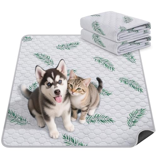 WanpeeGoo Washable Pee Pads for Dogs, 2Pack Reusable Puppy Pads, Super Absorbent & Leakproof Dog Pads, Anti-Slip Dog Pee Pads for Puppy Training & Incontinence, Leaf Pattern 24"x36" - color: Leaf Pattern, size: 24"x36"(Pack of 2)