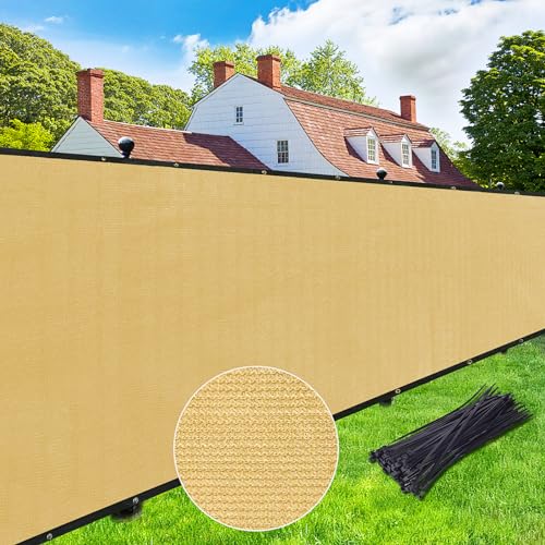 UPGRADE Privacy Screen 4' x 25' Fence Commercial Shade Cover with Brass Grommets Heavy Duty Perfect for Outdoor Back Yard, Sand, Customizable - color: Sand, size: 0 4' x 2 5'