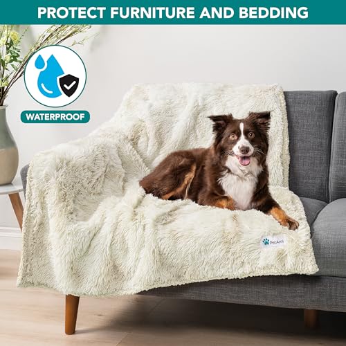 PetAmi Waterproof Dog Blanket for Couch, Bed & Furniture,Reversible Sherpa & Faux Fur Pet Blanket, Leakproof Pet Blanket for Large Dog Cat, Washable Soft Calming Protector Throw (60x80, Cream Beige) - color: Beige, size: X-large (60x80)