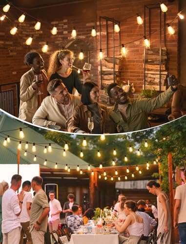 Larkvue 25FT LED Outdoor String Lights, 10+1 Edison S11 Dimmable Bulb Waterproof Patio Lights, Connectable Outside Hanging Strand for Backyard Garden - color: Black