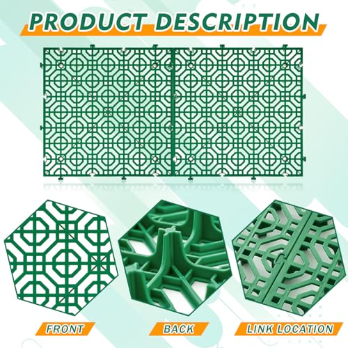 15 Pcs 15.7 x 15.7 in Heavy Duty Ground Protection Mats Drive on Lawn Grid, Heavyweight Drain Interlocking Non-Slip Floor Mat, 6613 lb Load for Gravel Grid Permeable Pavers (Green) - color: Green, size: 15.7 x 15.7 in