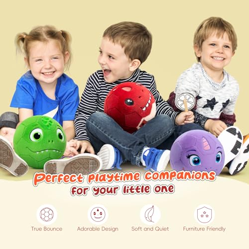 VangeBow Silent Indoor Soccer Balls for Toddlers 1-3, Inflatable Soft Plush Baby Toddler Soccer Ball Toys Gifts for Kid 3-5 Year Old Boy First Birthday Gift (Tyrannosaurus Rex, Pump Include) - style: Tyrannosaurus Rex
