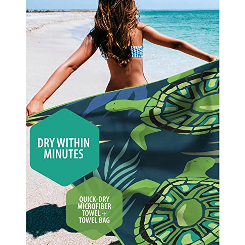 VENTURE 4TH Microfiber Beach Towel: Quick-Dry, Compact, Sand-Free, Absorbent, Sandproof and Lightweight - Perfect for Camping, Beach, and Roadtrips (Navy Turtle Design | 35x78 inches) - color: Navy Turtle, size: Extra Large (78" x 35")