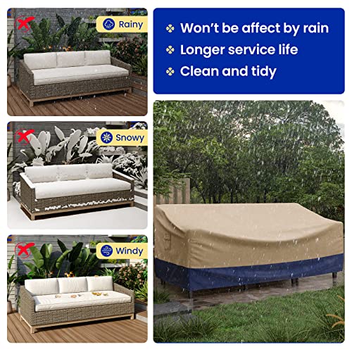 Tangkula Patio 3-Seater Waterproof Outdoor Deep Sofa Cover with Padded Handle & Click-Close Straps, Air Vent, Heavy Duty PU Couch Cover, 77" W x 43" D x 29.9" H - size: 77" W x 43" D x 29.9" H