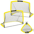Soccer Goal with Carry Bag, 10/9MM Strengthen Pole, Arched Design, Kids Soccer Goals for Backyard Set 5x 3.1/3.6x2.7/2.9x2.4ft Portable Pop Up Soccer Nets for Toddler, Adults, Youth Games, Play, Gifts - color: Yellow, style: 2 Goals-3.6 ft x 2.7 ft