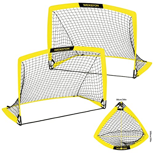 Soccer Goal with Carry Bag, 10/9MM Strengthen Pole, Arched Design, Kids Soccer Goals for Backyard Set 5x 3.1/3.6x2.7/2.9x2.4ft Portable Pop Up Soccer Nets for Toddler, Adults, Youth Games, Play, Gifts - color: Yellow, style: 2 Goals-3.6 ft x 2.7 ft