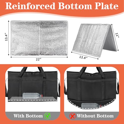 PEASUG XXXL Insulated Bags for Food Delivery with Removable Hard Bottom,Pizza Delivery Bags, Large Capacity Cooler Bag Keep Food Warm for Grocery Shopping and Catering, Foldable, Heavy-Duty (Black) - color: Black