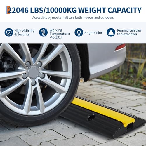 4 Pack 1 Channel Cable Protector Ramp, 11 Tons (22,046 Lbs) Load Capacity Heavy Duty Rubber Cord Cover, Protective Wire Ramp Speed Bump for Driveway, Parking Lot, Sidewalk, Warehouse - size: 102×15.5×3cm-4 Large Channel