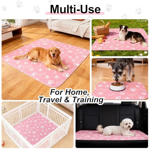 BEAUTYZOO 8 Pack Washable Pee Pads for Dogs, Reusable Puppy Pads for Potty Training, Waterproof Super Absorbent Wee Wee Pads for Dogs Non-Slip, Pet Whelping Mats Playpen Dog Crate Floors, 18'' x 24" - color: Pink, size: 18 X 24 Inch (Pack of 8)