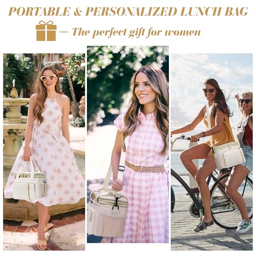 Lunch Box & Lunch Bag for Women, Large Insulated Adult Lunch Box Leakproof Lunchbox Cooler Bag for Work Picnic Beach,16L, Cream - color: Soft Cream