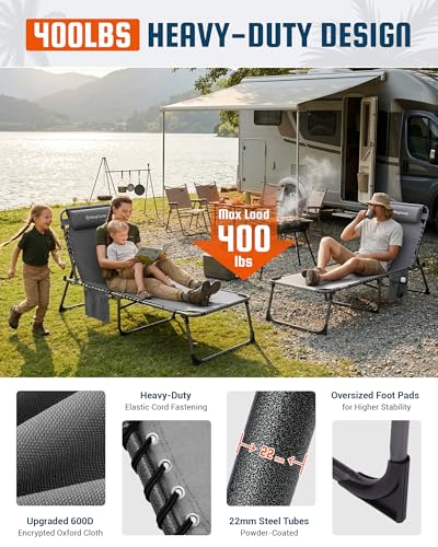 KingCamp Lounge Chair with face Hole & Canopy Shade, 400LBS Folding Portable Tanning Chair with face Hole, Adjustable 5-Position Foldable Beach Sun Tanning Chair for Outside Beach Patio Outdoor Pool - color: C*skyshade Canopy——grey Canopy, style: 400lbs&P