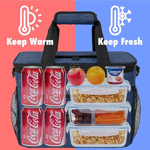 OPUX Soft Cooler Bag, Insulated Collapsible Lunch Cooler Tote for Men Work Camping Beach Travel, Portable Soft Sided Leakproof Waterproof Large Lunch Bag Box with Shoulder Strap 30 Cans, Heather Navy - color: Heather Navy, size: 30 Cans