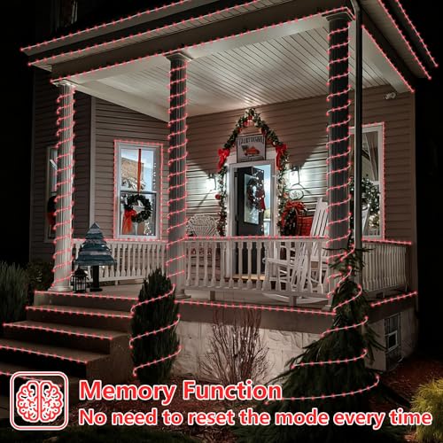 YEGUO Solar Rope Lights Outdoor Waterproof, 66ft 200 LED Red String Lights, 8 Modes Fairy Lights in Clear Thin Tube - color: Red
