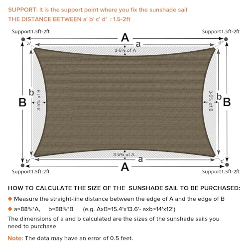 Artpuch Sun Shade Sail Mocha 4'X8'Customized Curved Edges Rectangle Canopy 95% UV Block Sun Shade for Outdoor Patio Garden Backyard (We Make Custom Size) - color: Mocha, size: 4'X8'Customized